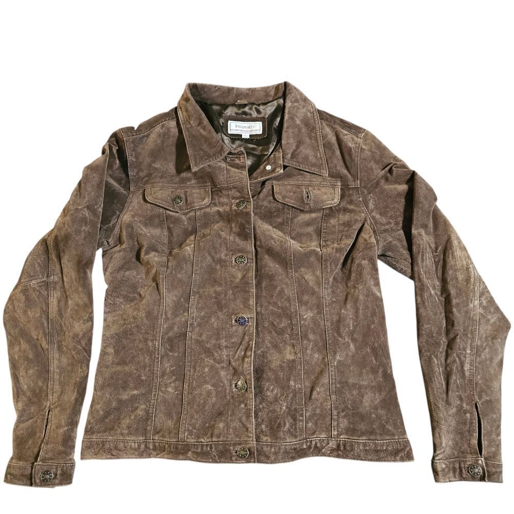 Passport Brown Suede Jean Jacket Casual